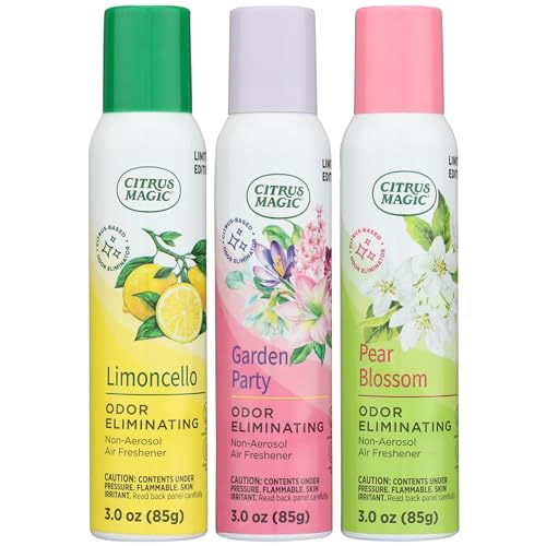 Citrus Magic Limited Edition Odor Eliminating Air Freshener Spray Assorted Spring Fragrances 3Ounce Pack of 3